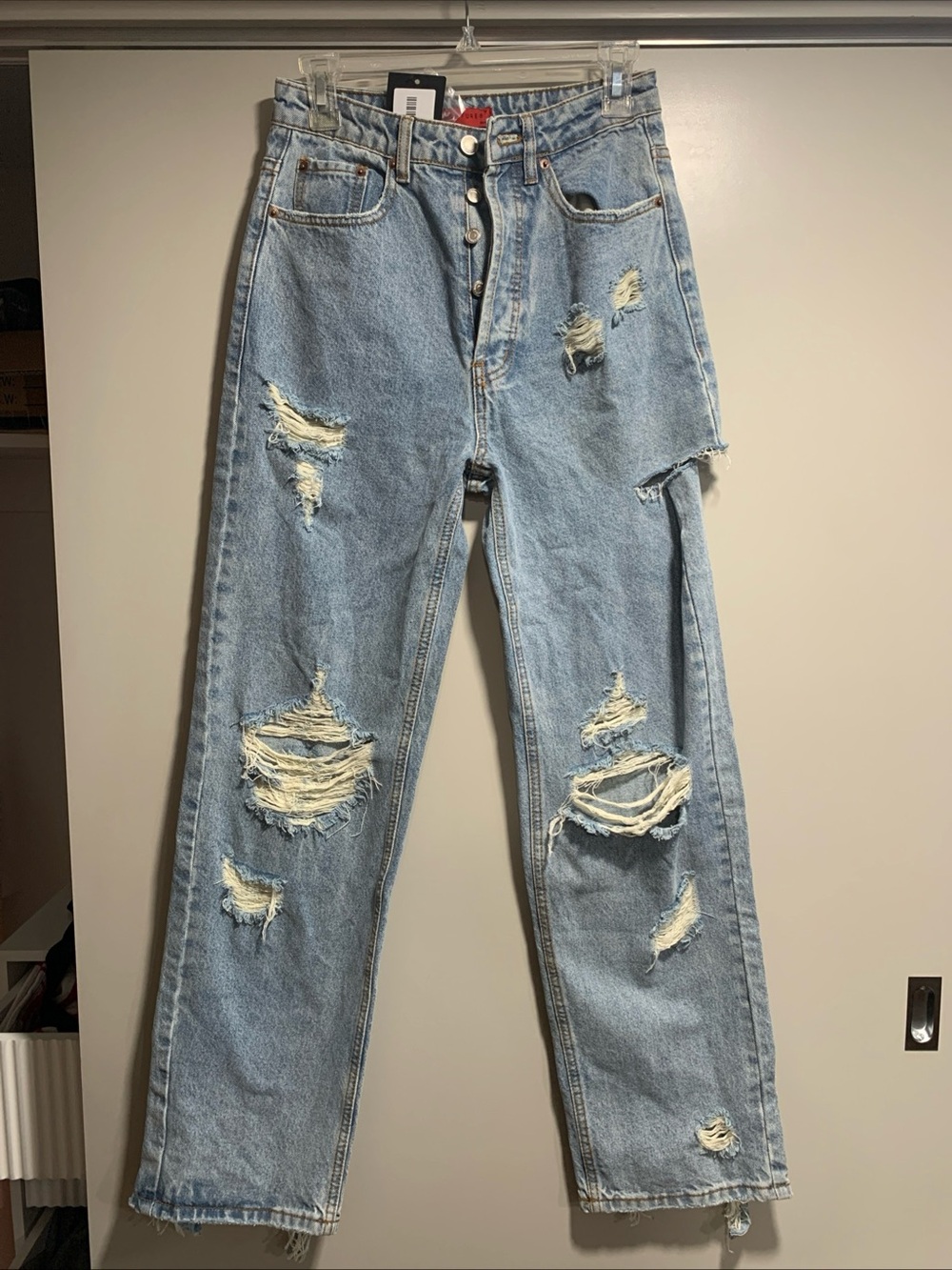 Signature8 Light Blue Distressed Boot Cut Jeans